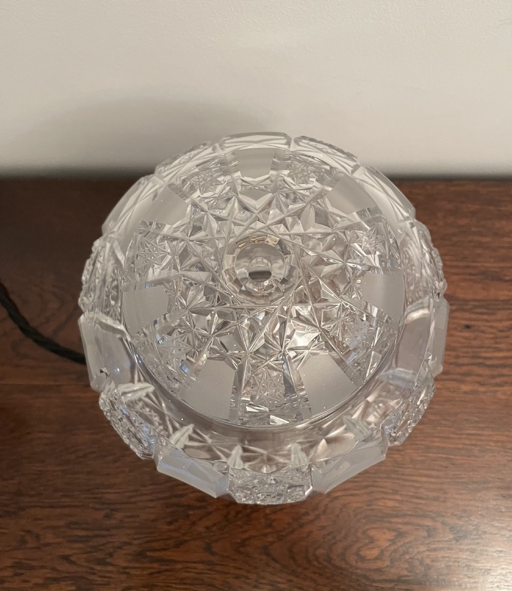Very Attractive Cut Glass Table Lamp View IX