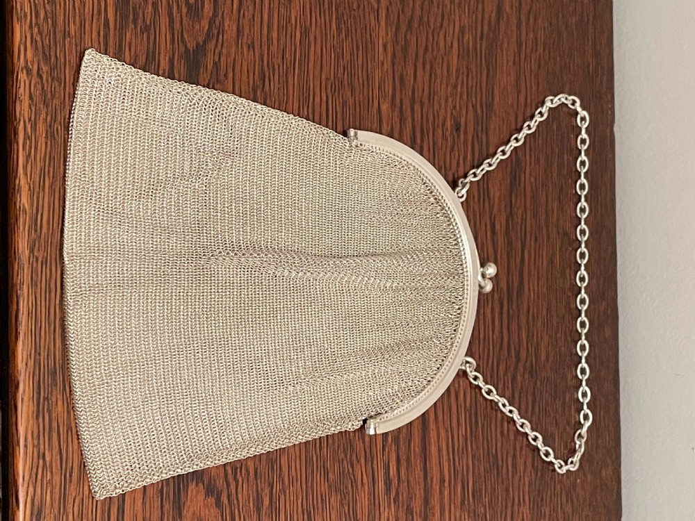 George V solid silver chain mail bag purse View III
