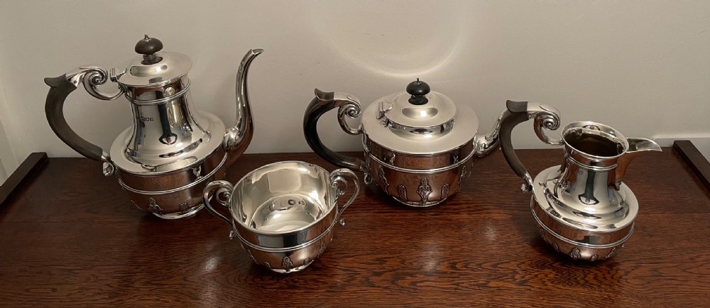 Quality Edwardian Four Piece Solid Silver Tea Service, 2,300 grams  View II