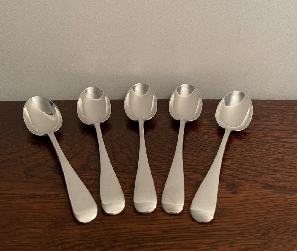 Quality Set of Five Victorian Silver Teaspoons, 1898
