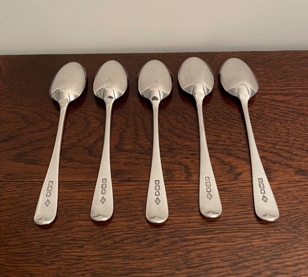Quality Set of Five Victorian Silver Teaspoons, 1898 View V