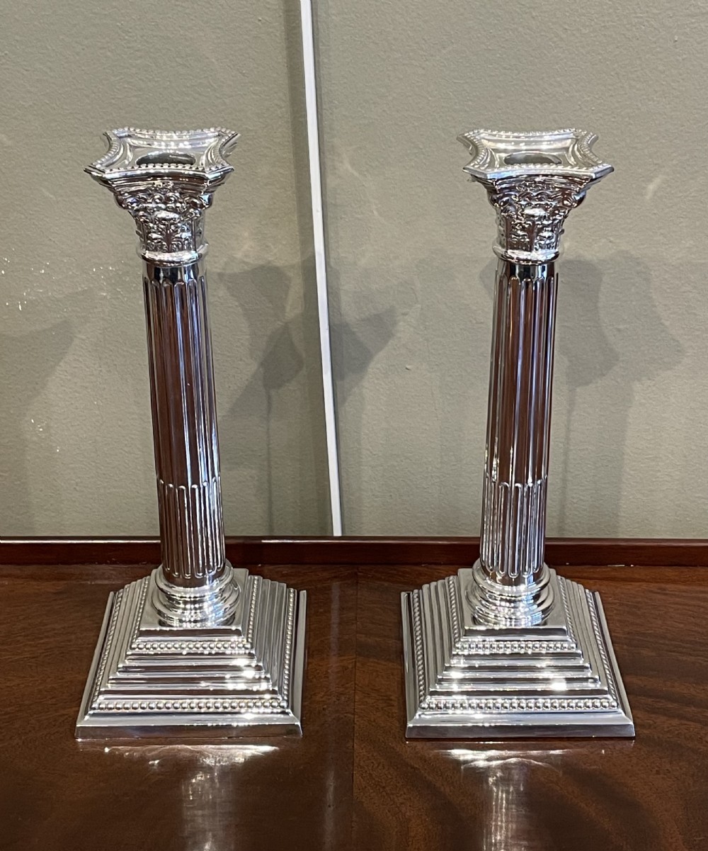 Pair of George VI Silver Plated Candlesticks