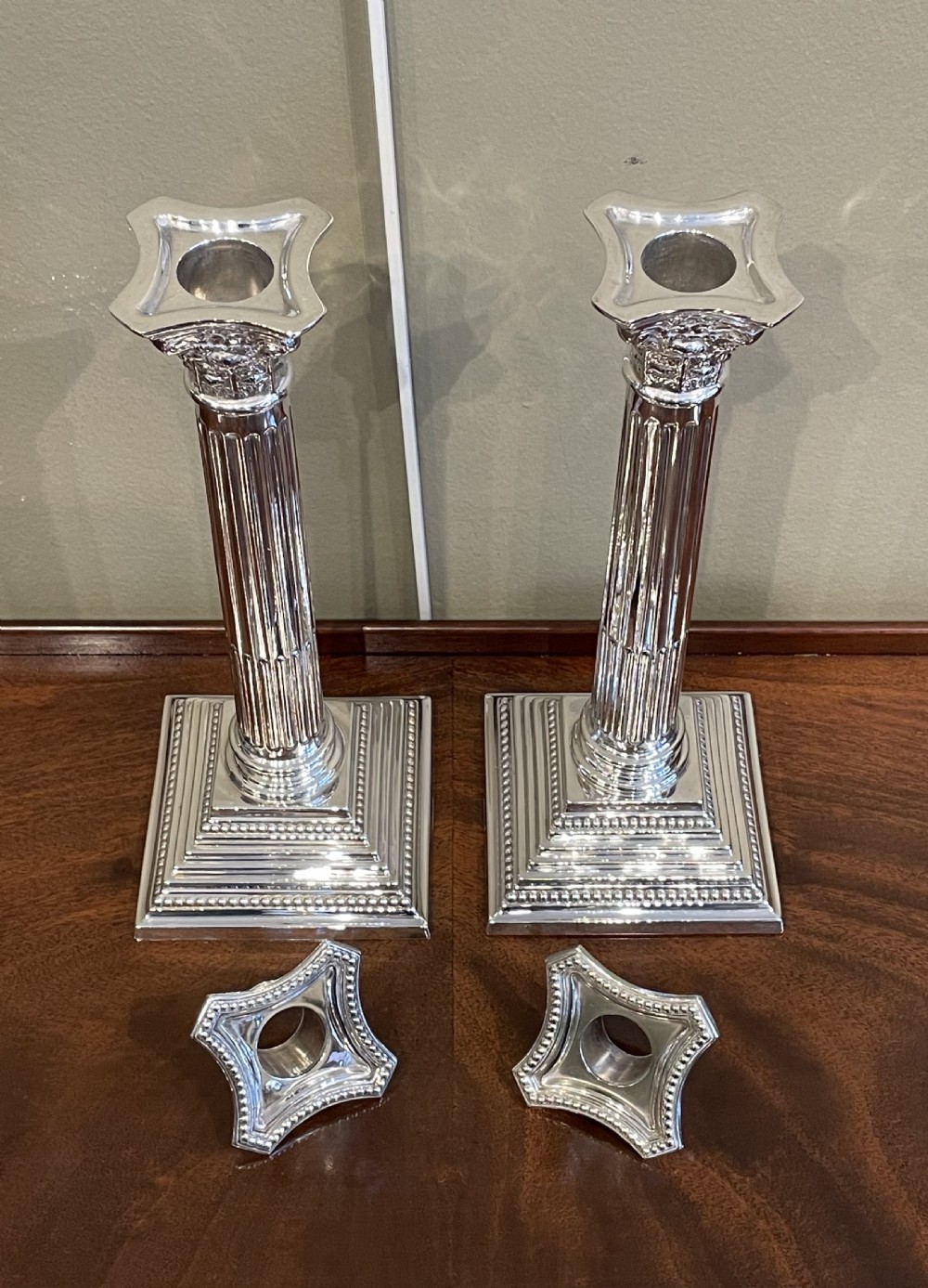 Pair of George VI Silver Plated Candlesticks View III