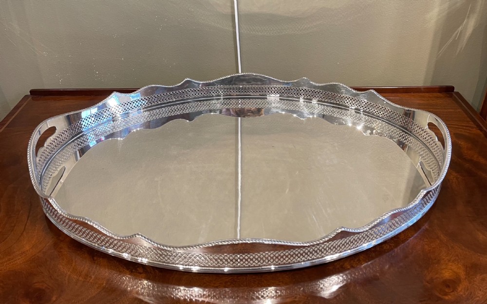 Quality Edwardian Silver Plated Drinks Tray View II