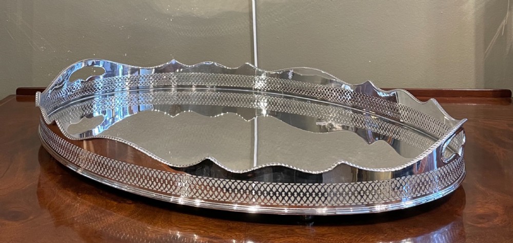 Quality Edwardian Silver Plated Drinks Tray View III