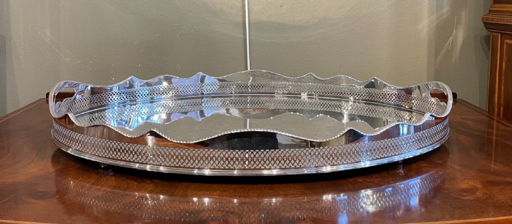 Quality Edwardian Silver Plated Drinks Tray View IV