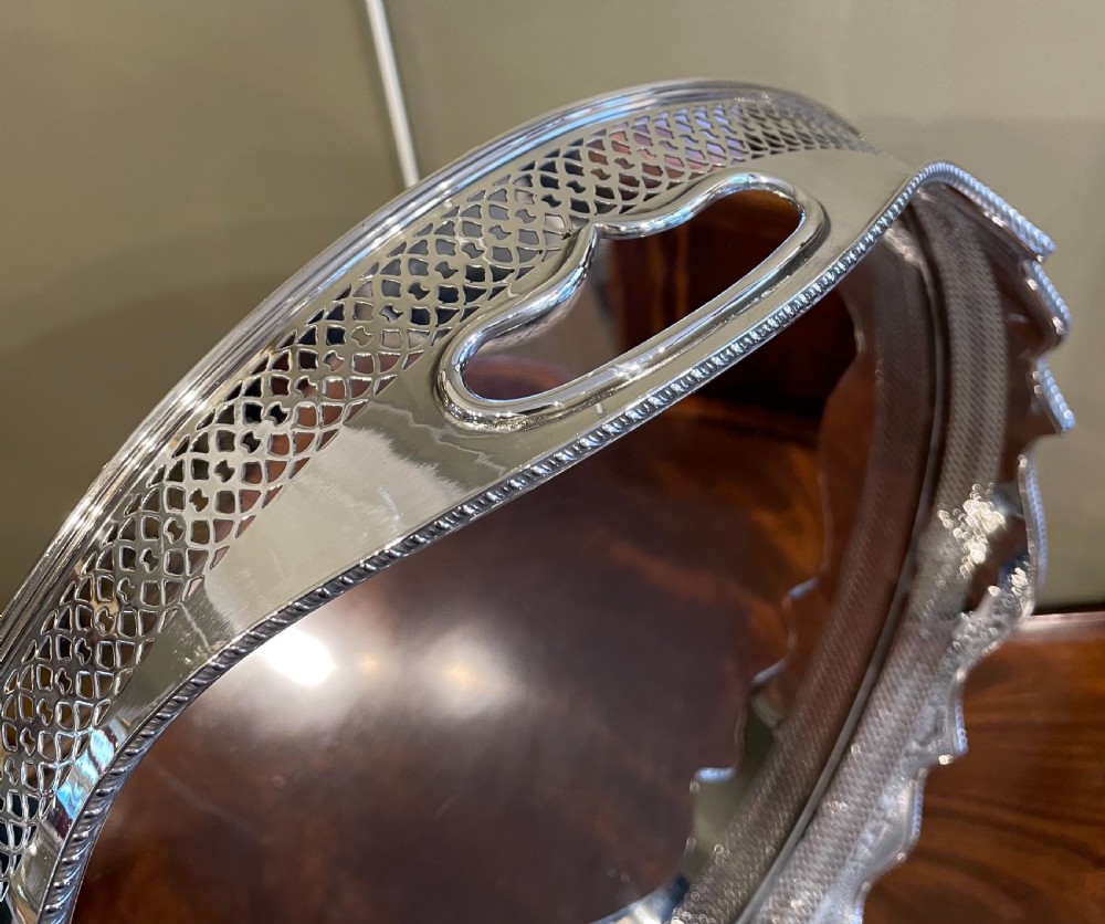 Quality Edwardian Silver Plated Drinks Tray View VII