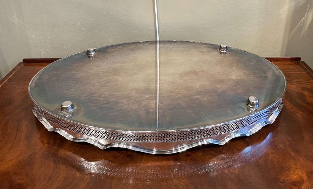 Quality Edwardian Silver Plated Drinks Tray View VIII