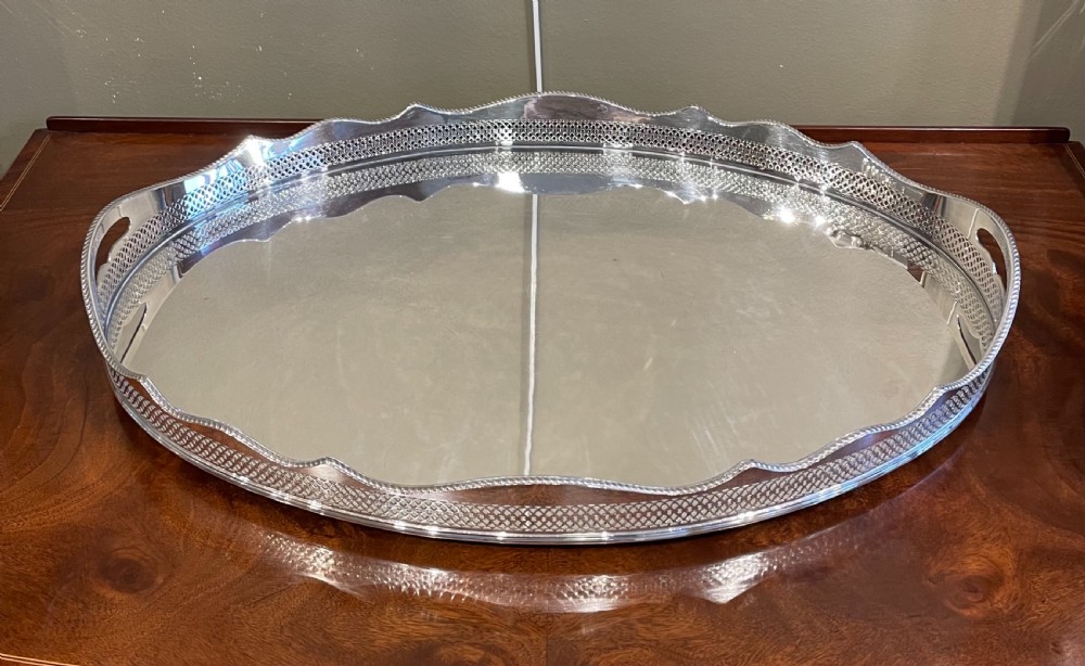 Quality Edwardian Silver Plated Drinks Tray View IX