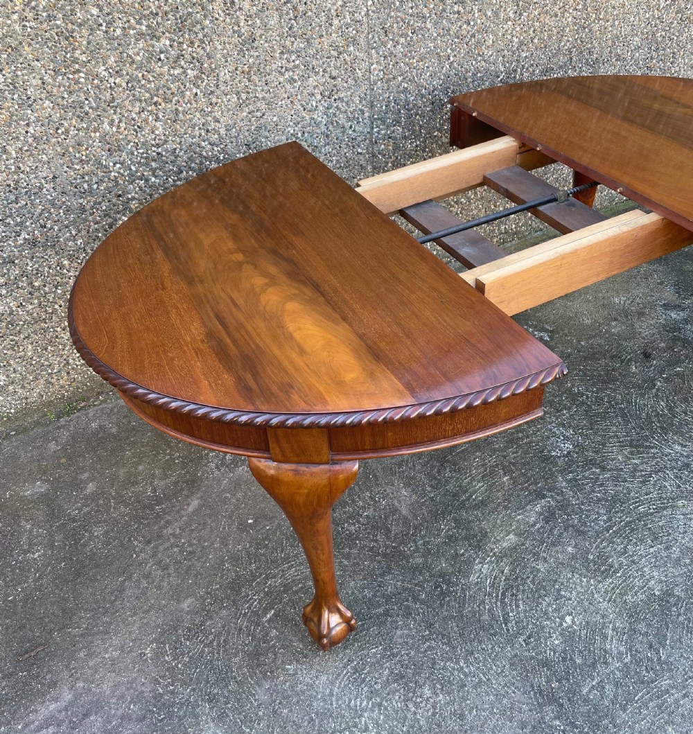 Edwardian Mahogany Chippendale Style Dining Table View XI