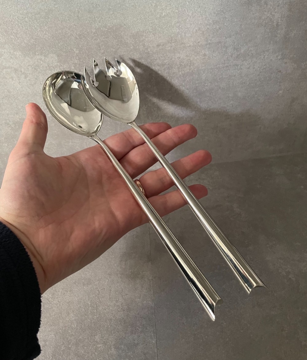 Pair of Victorian Silver Salad Server, 1896
