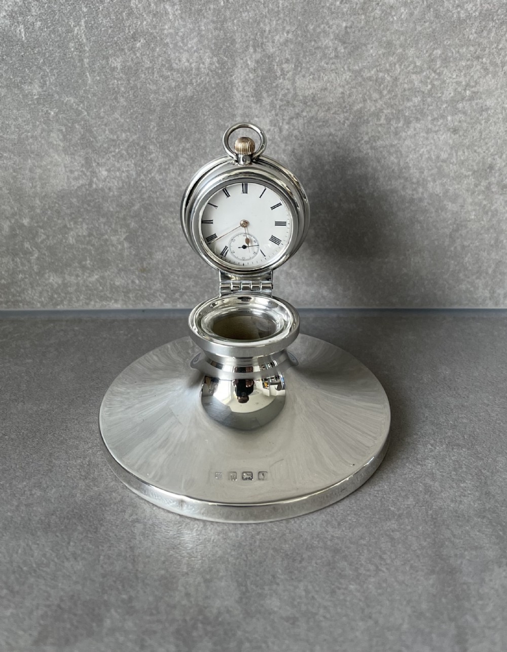 George V Solid Silver Watch Inkwell