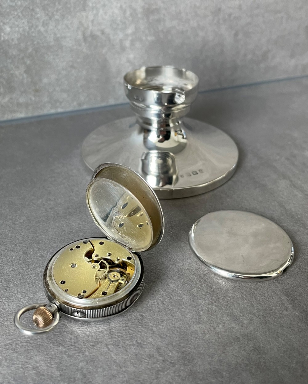 George V Solid Silver Watch Inkwell View XII