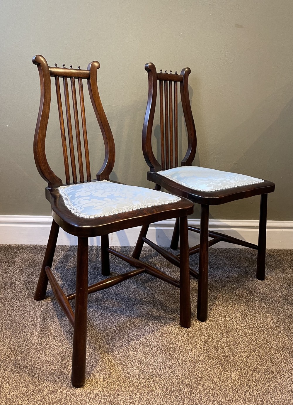 Pair of Victorian Lyre Backed Chairs View II