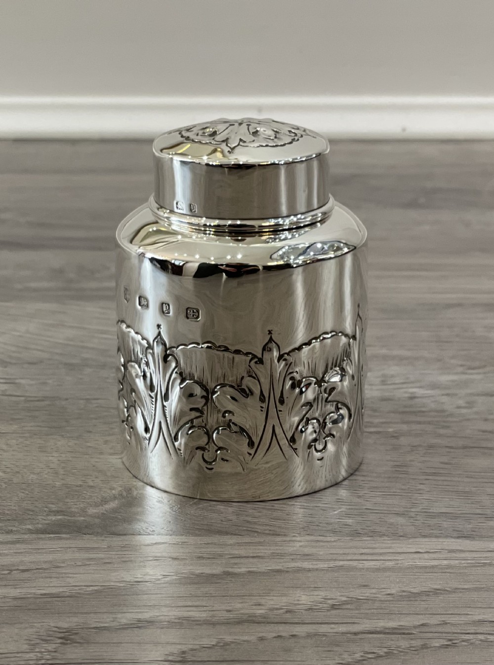 Victorian Solid Silver Tea Caddy by A & J Zimmerman