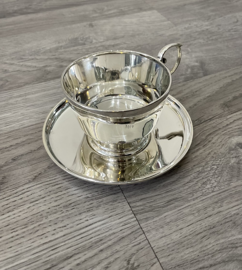 George V Solid Silver Tea Cup & Saucer View IV