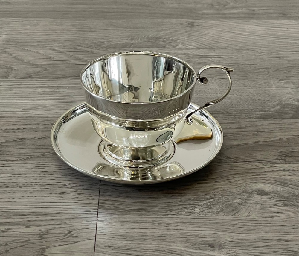 George V Solid Silver Tea Cup & Saucer View VII