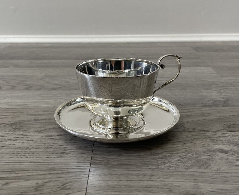 George V Solid Silver Tea Cup & Saucer