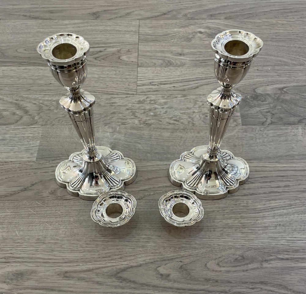 Pair of Solid Silver Candlesticks  View IV