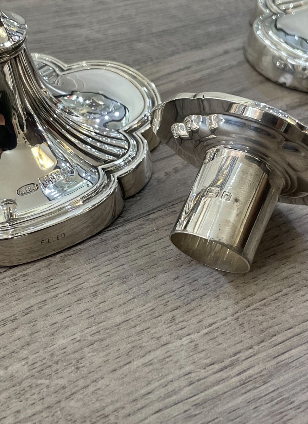 Pair of Solid Silver Candlesticks  View V