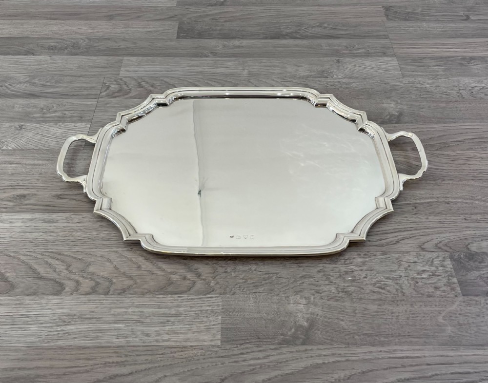 Quality George VI Solid Silver Serving Tray, Chester View II