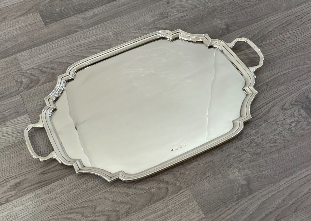 Quality George VI Solid Silver Serving Tray, Chester View III