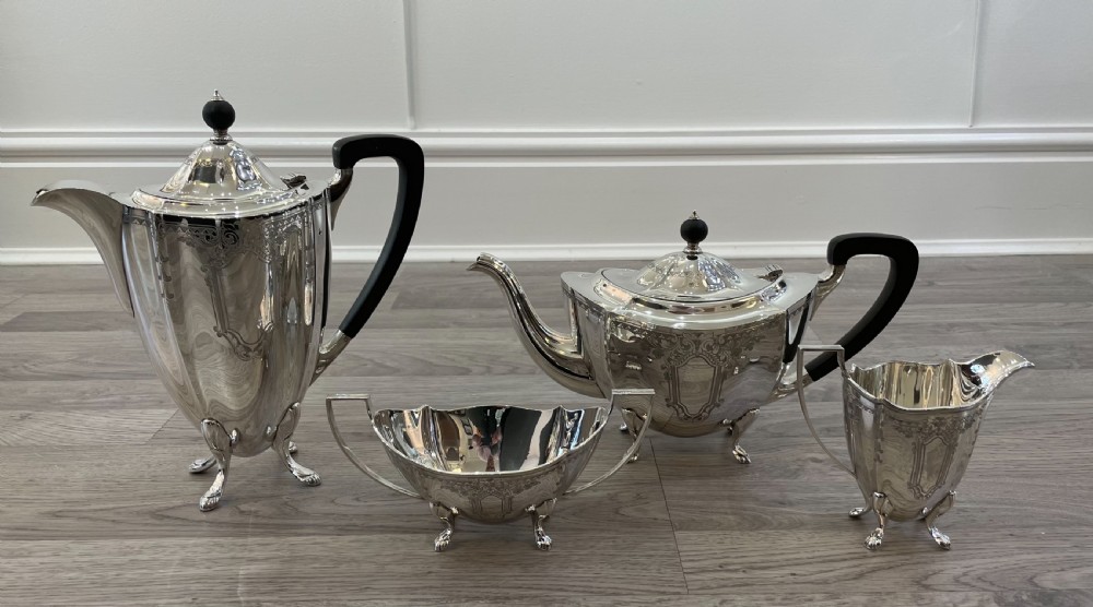 A good George VI solid silver four piece tea service 
