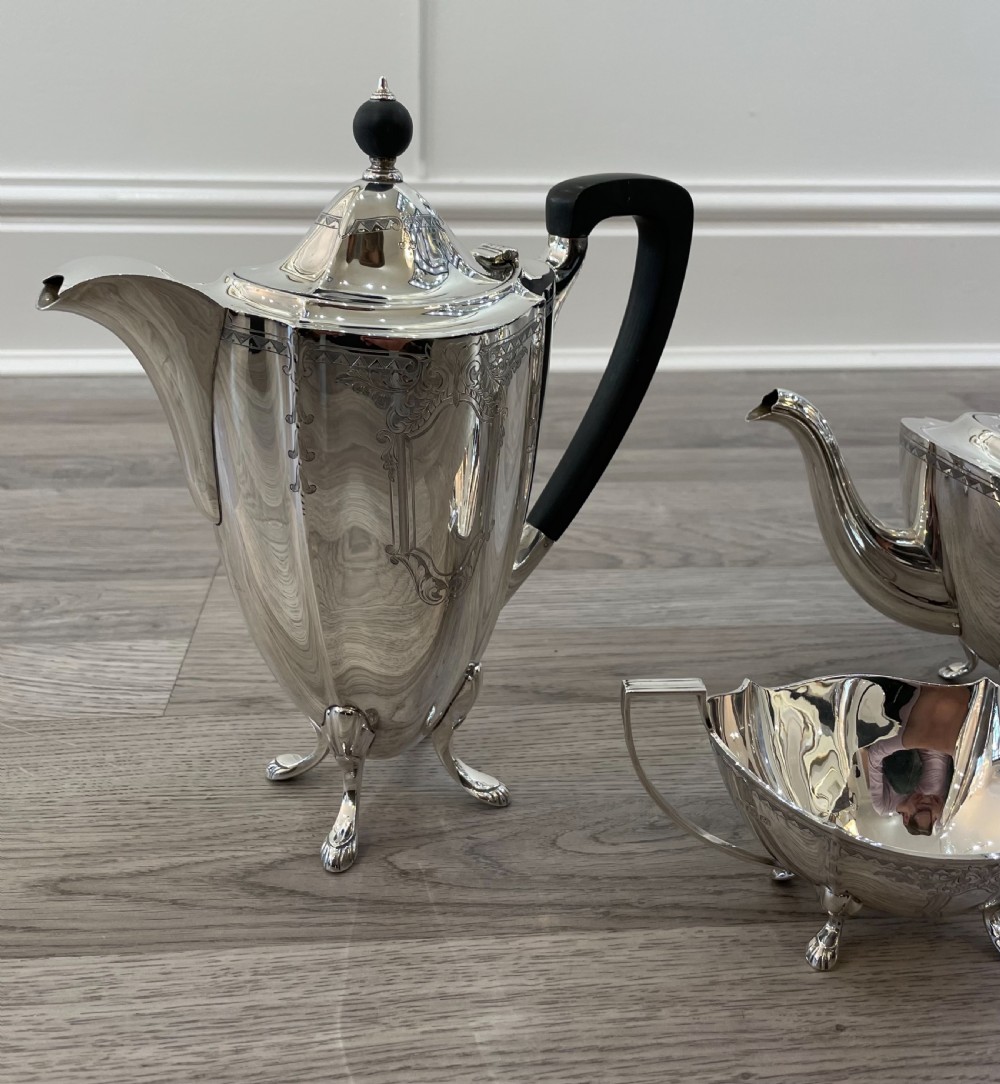 A good George VI solid silver four piece tea service  View XV