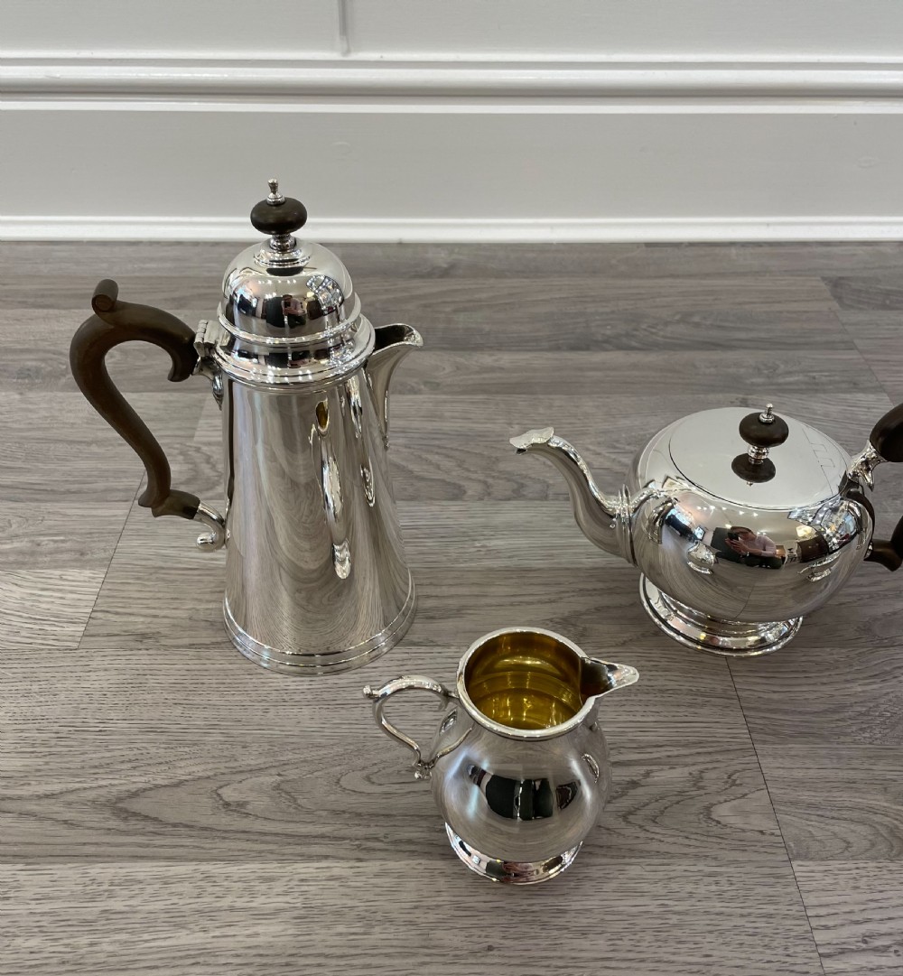 Impressive George I Style Solid Silver Five Piece Tea & Coffee Set View II