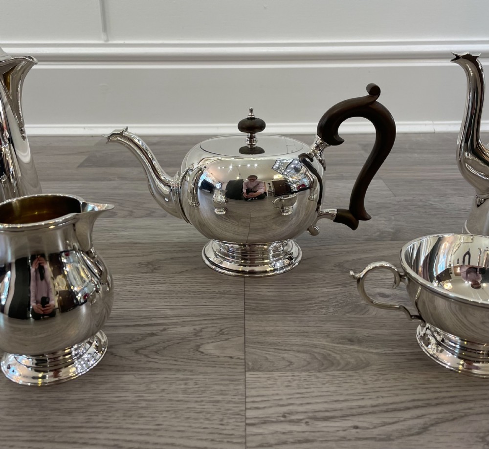 Impressive George I Style Solid Silver Five Piece Tea & Coffee Set View V
