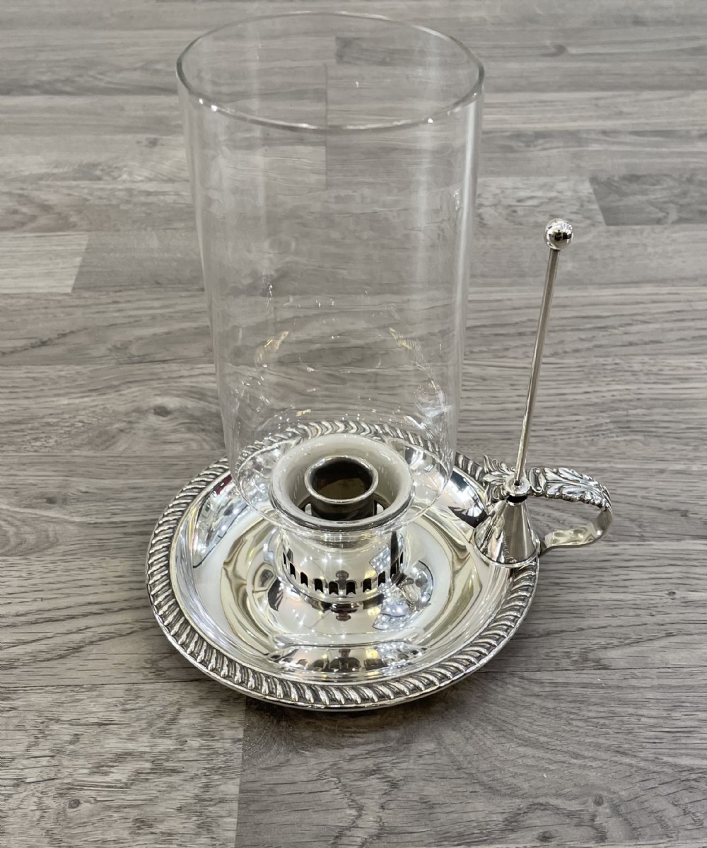 Georgian Style Silver Plated Chamberstick Storm Lantern