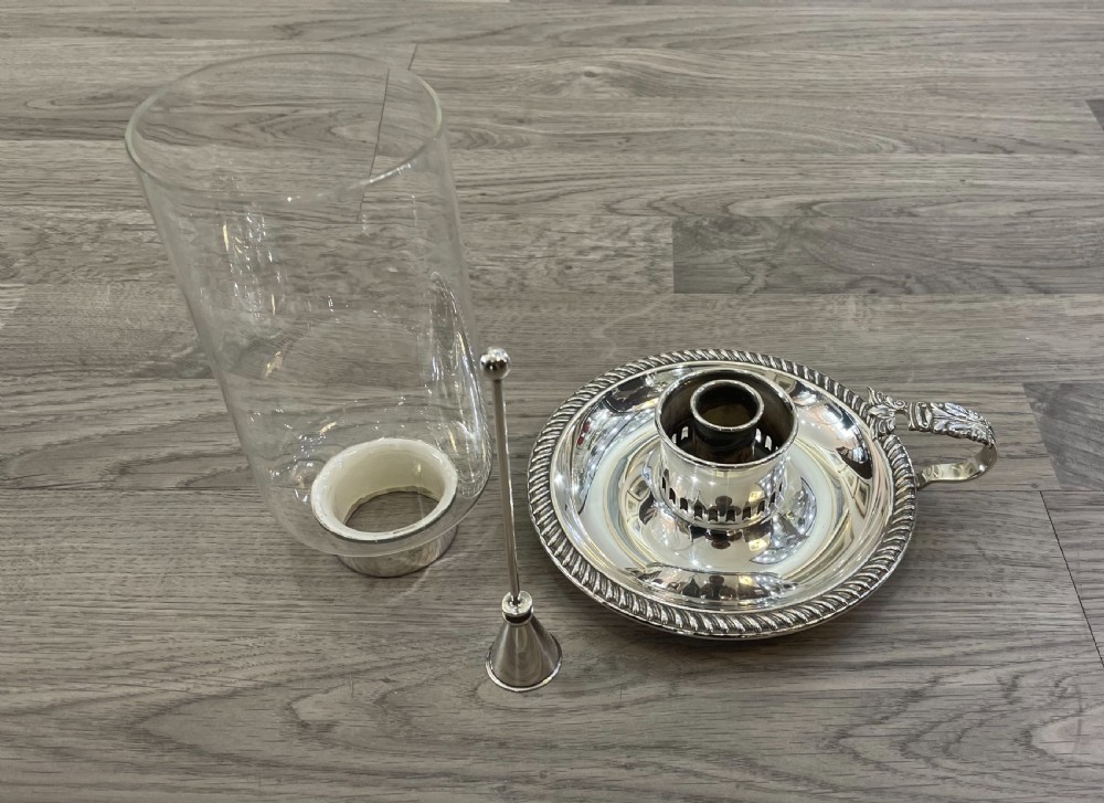 Georgian Style Silver Plated Chamberstick Storm Lantern View III