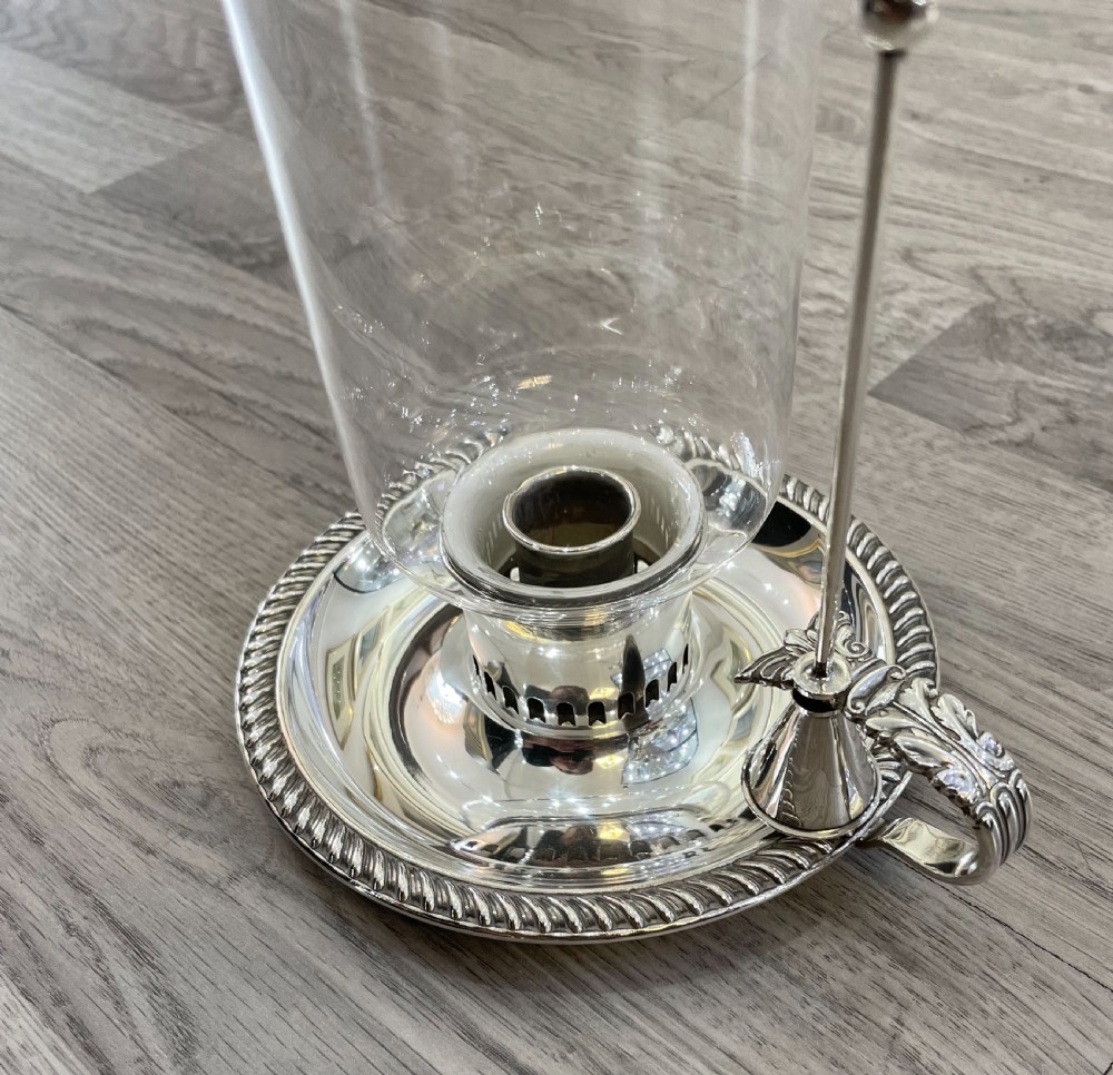 Georgian Style Silver Plated Chamberstick Storm Lantern View VI