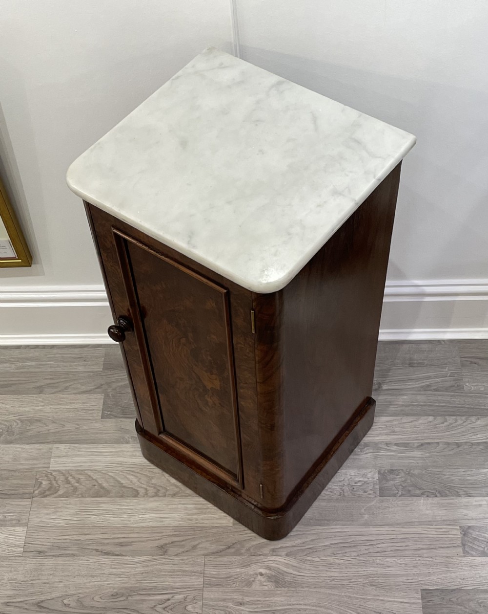 Victorian Burr Walnut Bedside Pot Cupboard View V