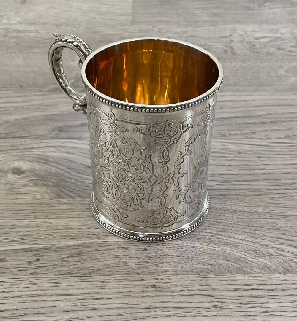 Victorian Solid Silver Tankard Mug, 1858