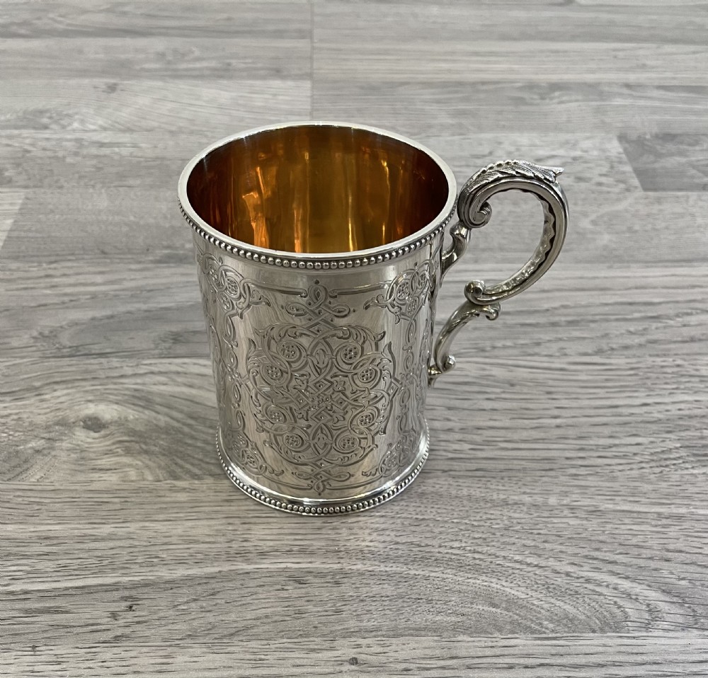Victorian Solid Silver Tankard Mug, 1858 View III