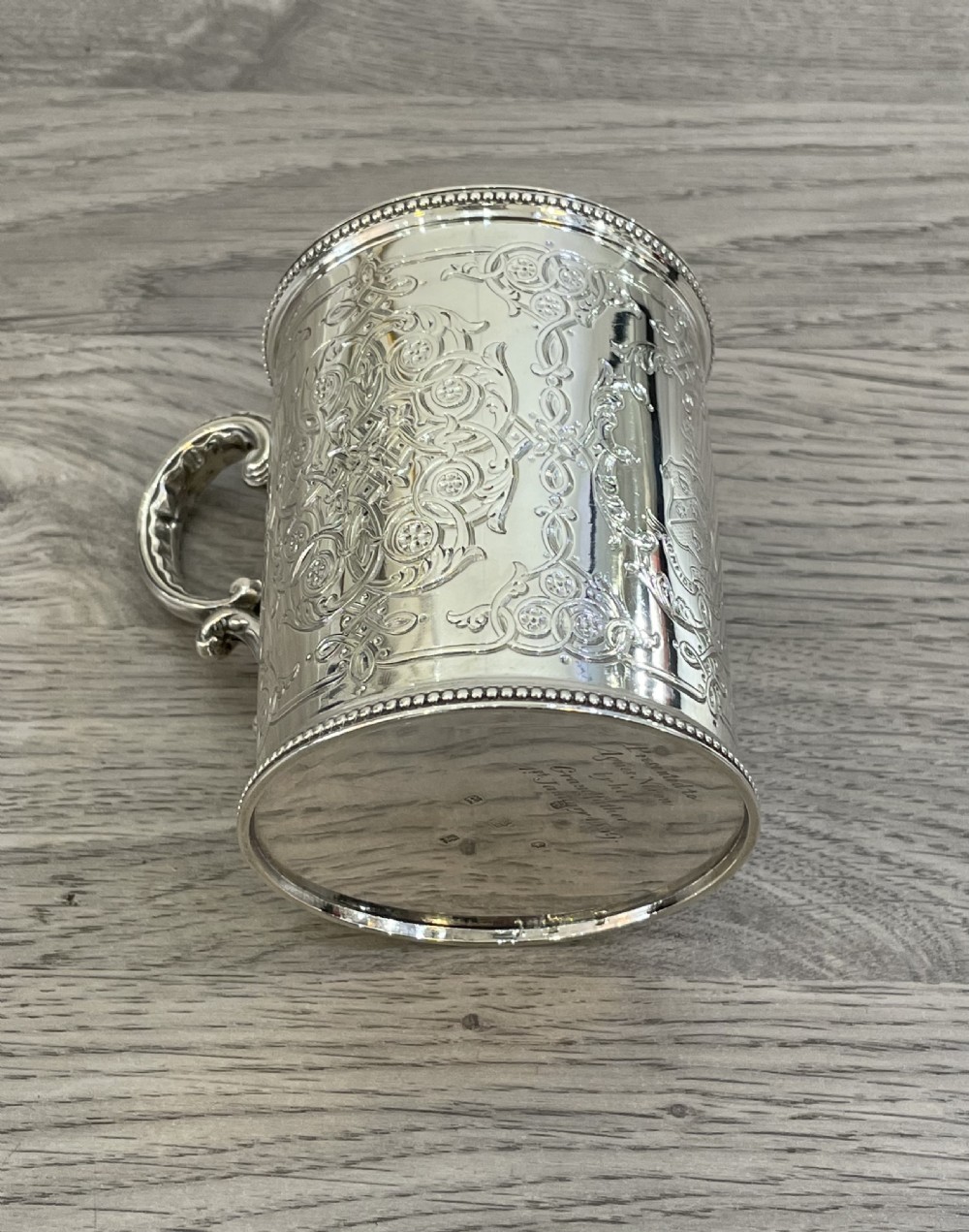 Victorian Solid Silver Tankard Mug, 1858 View V