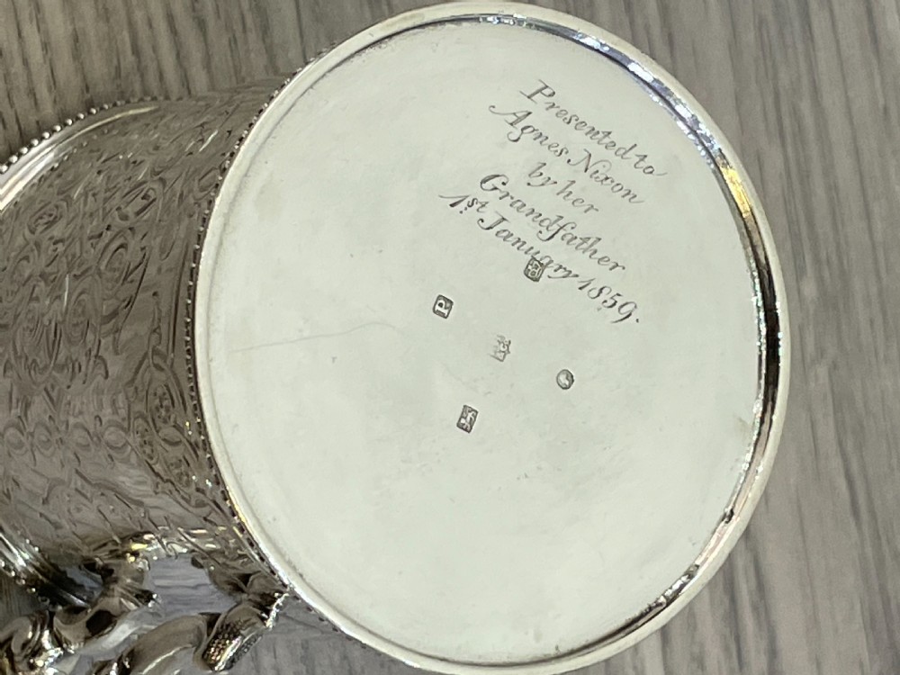 Victorian Solid Silver Tankard Mug, 1858 View VII