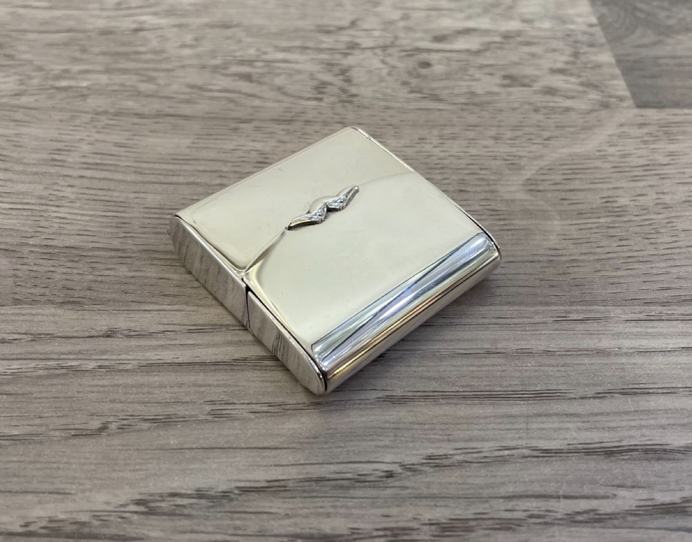 Rare Edwardian Solid Silver Match Vesta Holder, 1901