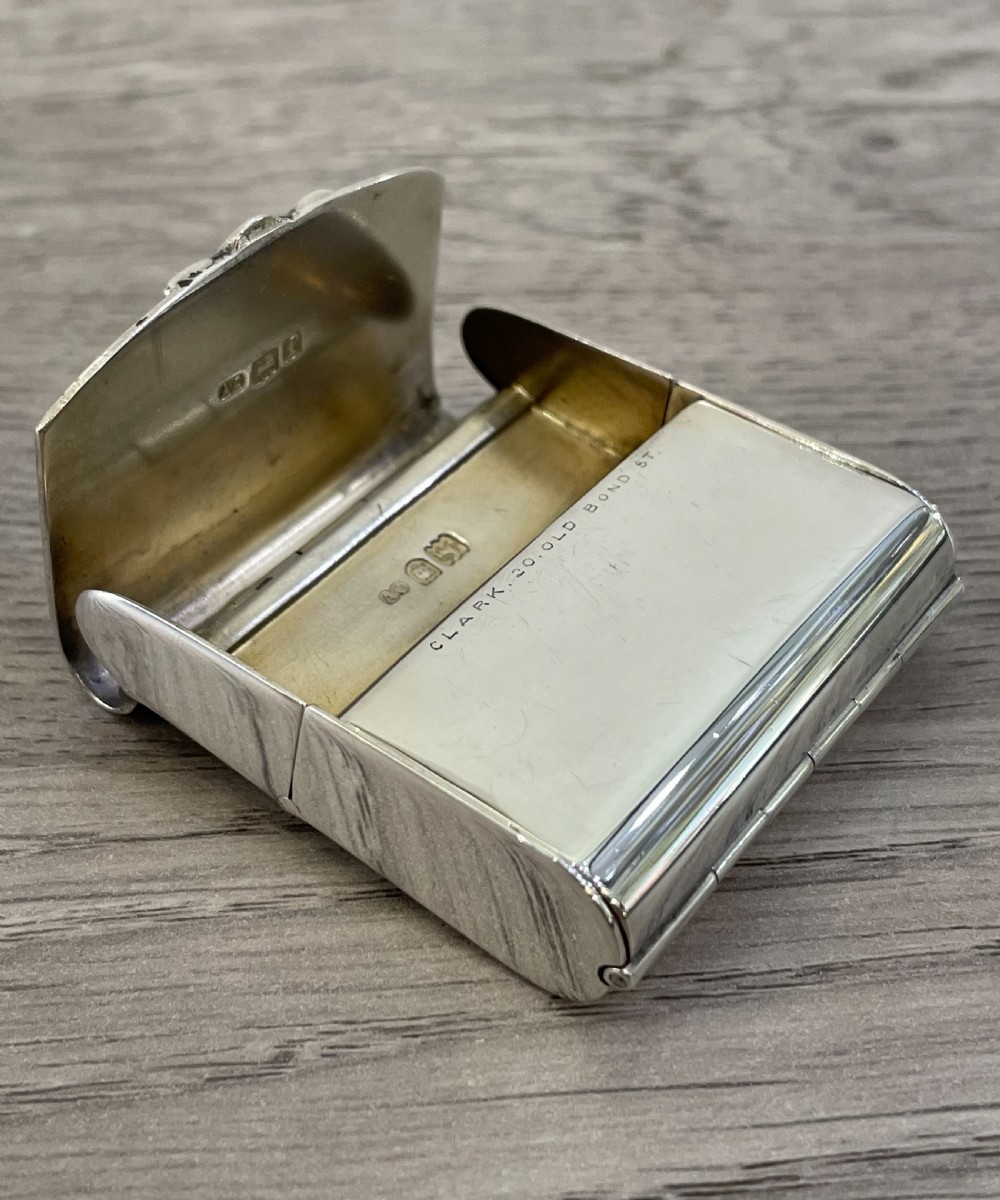 Rare Edwardian Solid Silver Match Vesta Holder, 1901 View V