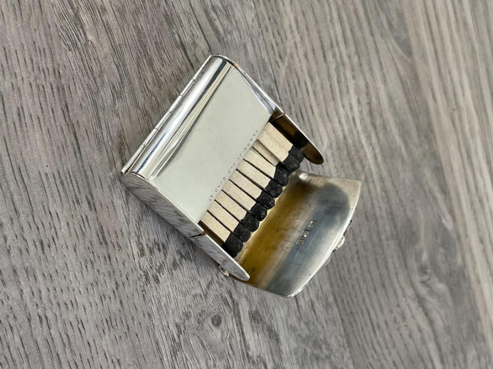 Rare Edwardian Solid Silver Match Vesta Holder, 1901 View VIII