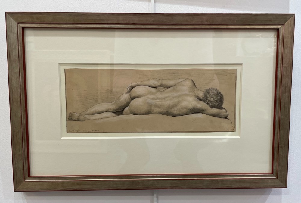 19th Century Nude Male Pencil Study, dated 1848.