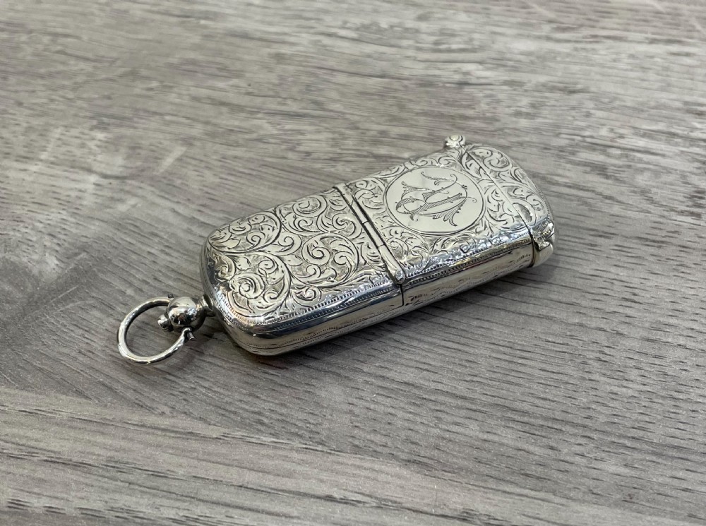 Victorian Solid Silver Combination Vesta Sovereign Case View II