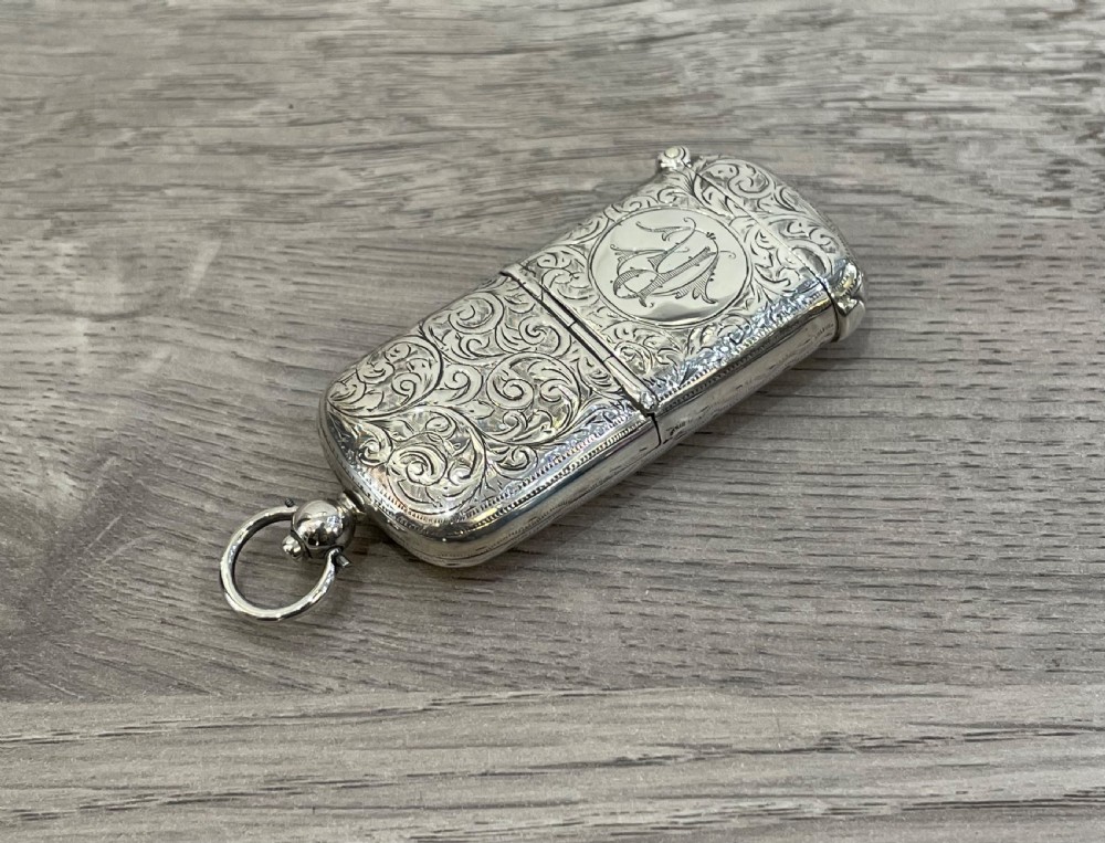 Victorian Solid Silver Combination Vesta Sovereign Case View III