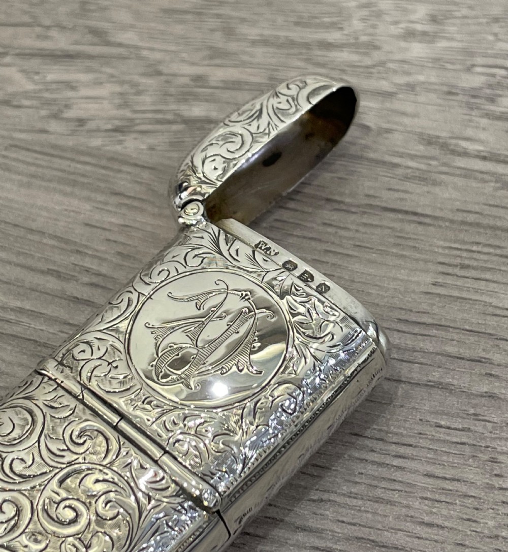 Victorian Solid Silver Combination Vesta Sovereign Case View V