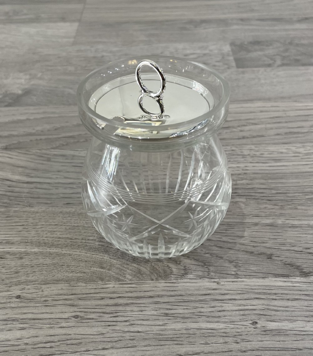 Edwardian Solid Silver and Cut Glass Preserve Jar, Chester 