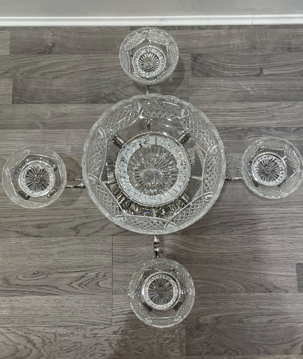 Impressive George V Silver Plated & Cut Glass Epergne Centrepiece View VIII