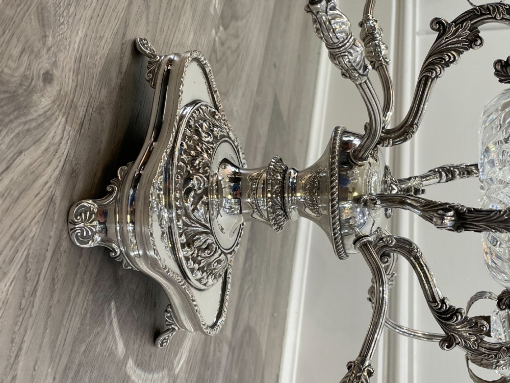 Impressive George V Silver Plated & Cut Glass Epergne Centrepiece View XIII