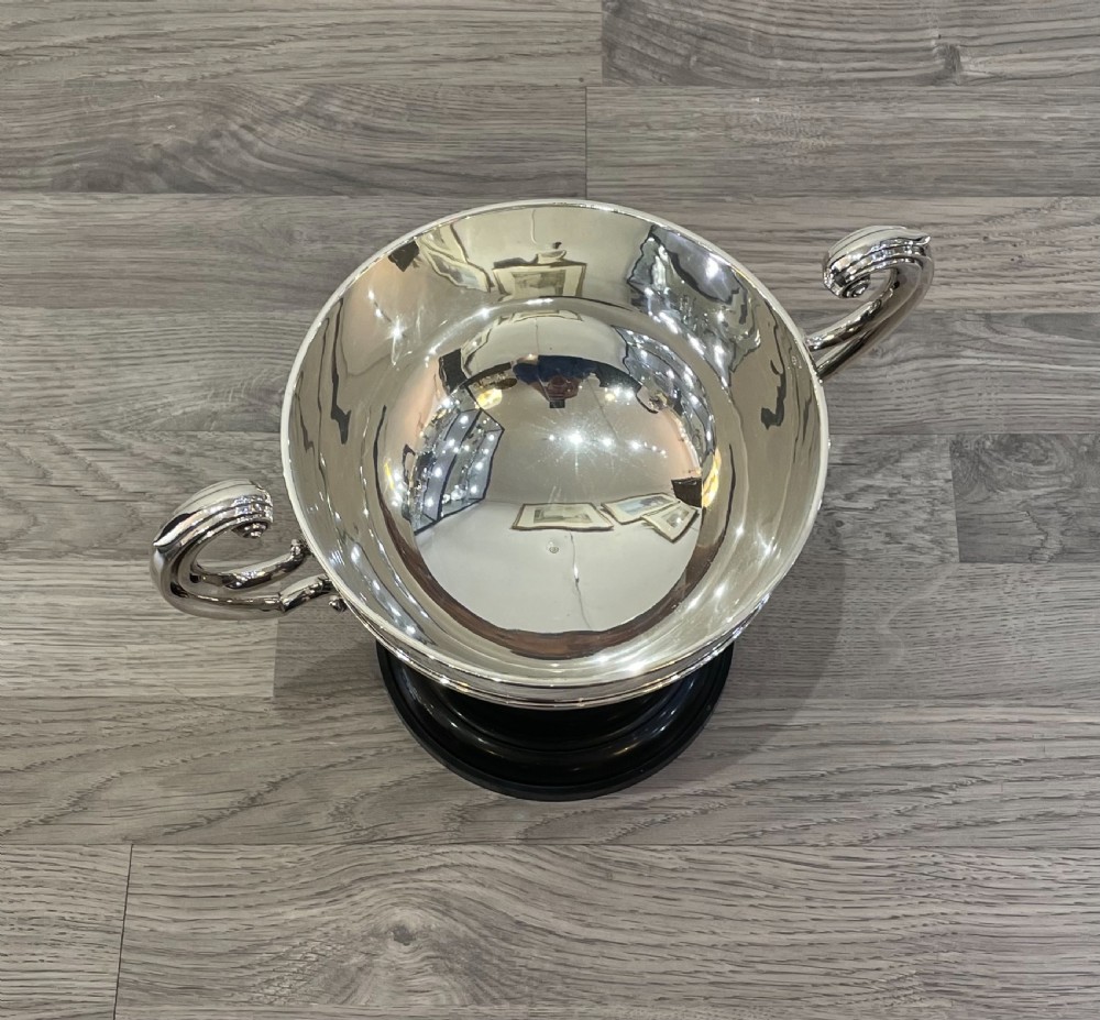 Large Edwardian Solid Silver Twin Handled Trophy Bowl View II