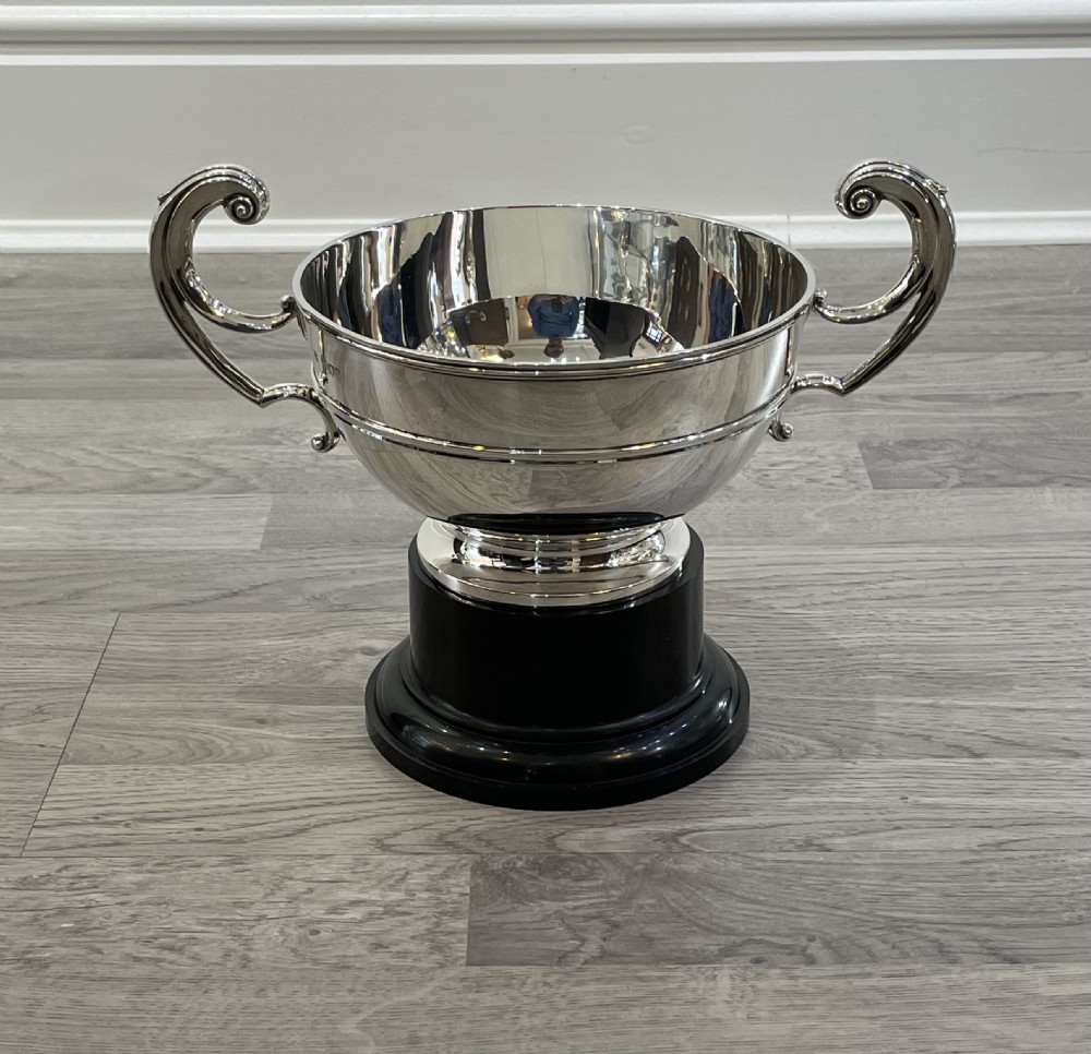 Large Edwardian Solid Silver Twin Handled Trophy Bowl View III